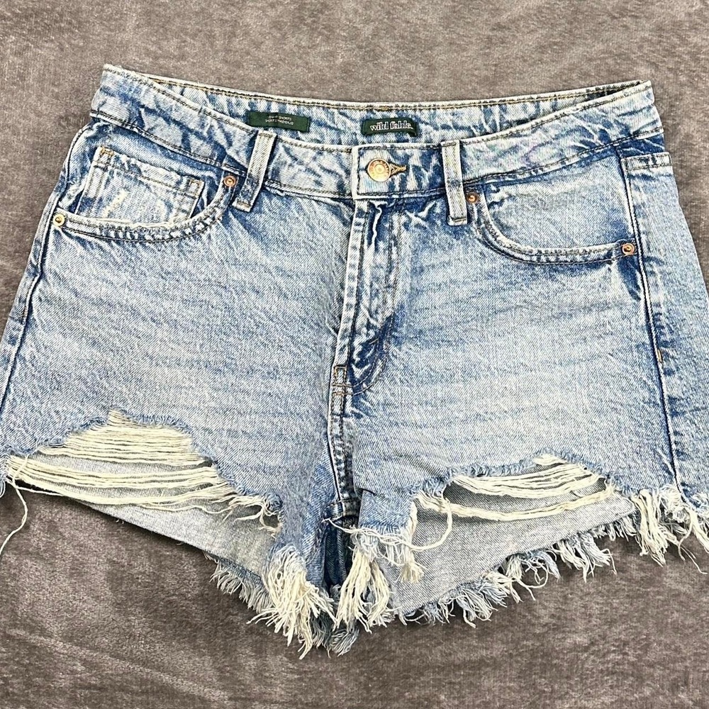 High-waisted Wild Fable‎ Denim Shorts with Frayed Hem